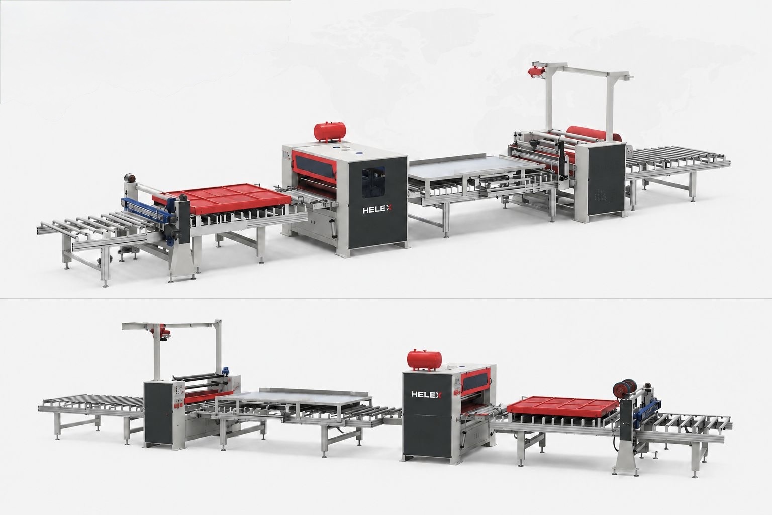 Woodworking hot glue lamination line HE 1400 B