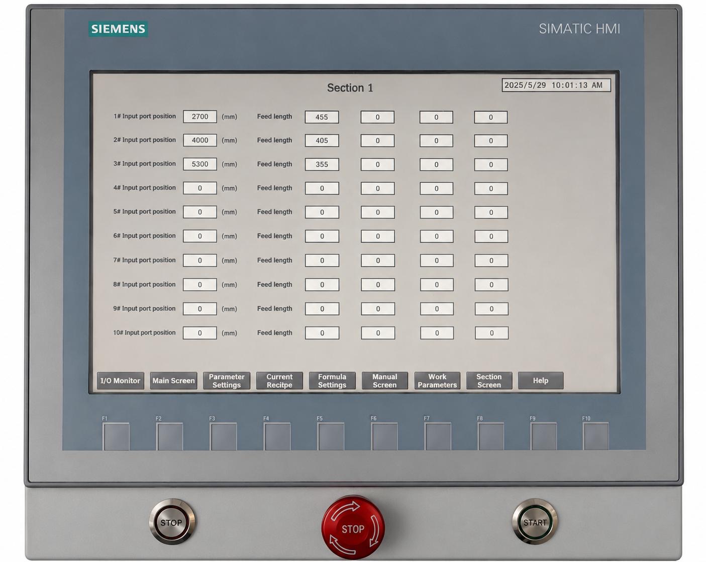 View of the circular saw control panel Push-Feed Optimizing Cross-Cut Saw Line HE 6000 O